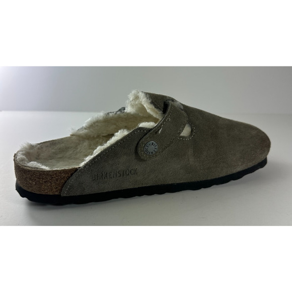 Birkenstock Boston Shearling Suede Clog Slip On Sandals Gray 38 Unisex L7 M5 - Picture 3 of 16